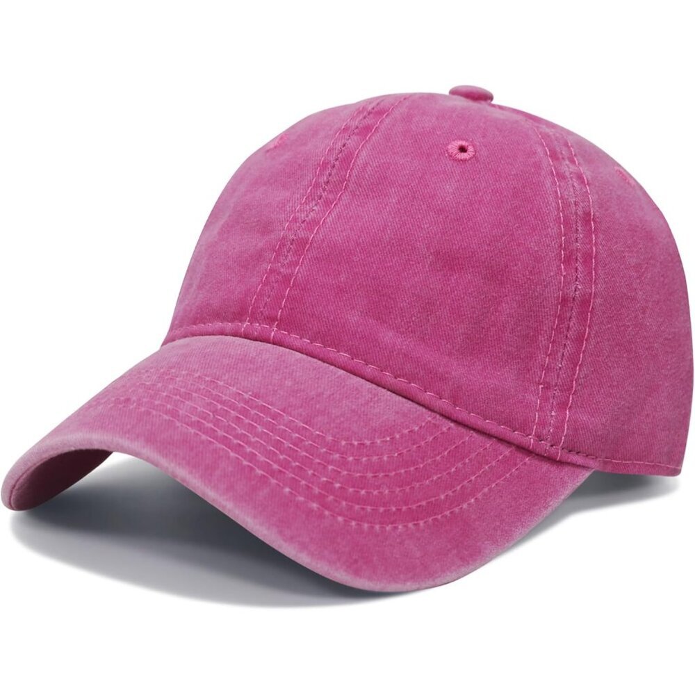 Baseball Cap Rose-red(Washed) Golf Dad Hat Men Women Plain Cap
